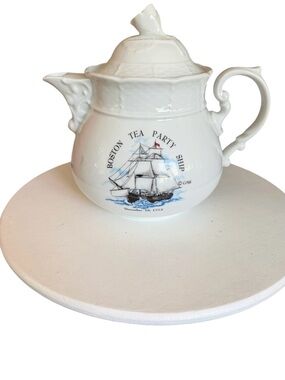 Vintage Thun Studio Czech Republic 1794 Boston Tea Party Ship Ceramic Teapot
